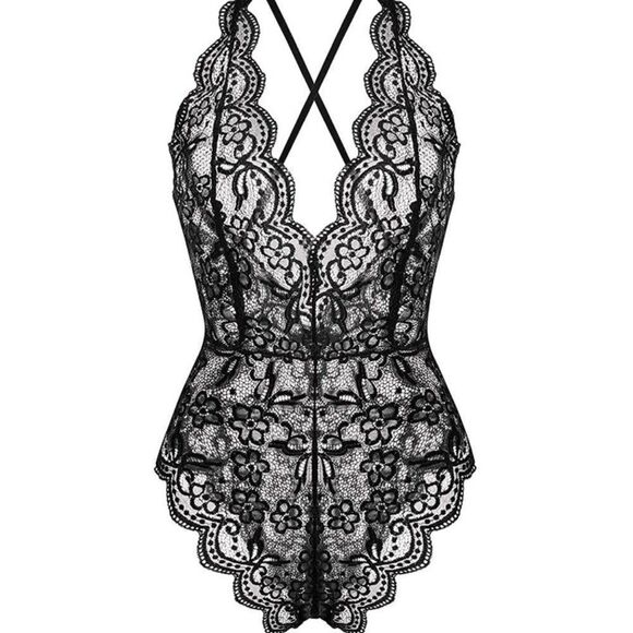 DDO Sexy lace Bodysuit for Women- Black - Picture 4 of 7
